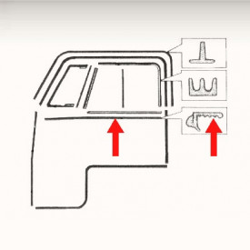 Joints (2) d'étanchéite du cadre de vitre de porte T...