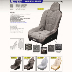 Bacquet "RACE-TRIM" habillage vinyl noir / tissu gri...