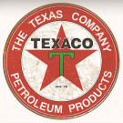 plaque  ronde PUB texaco dia 32cm acier bord rouge
